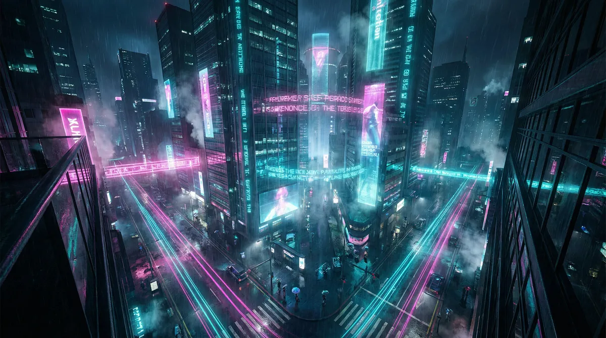 l改变世界 竖屏短剧平台首页背景 - 赛博朋克都市夜景